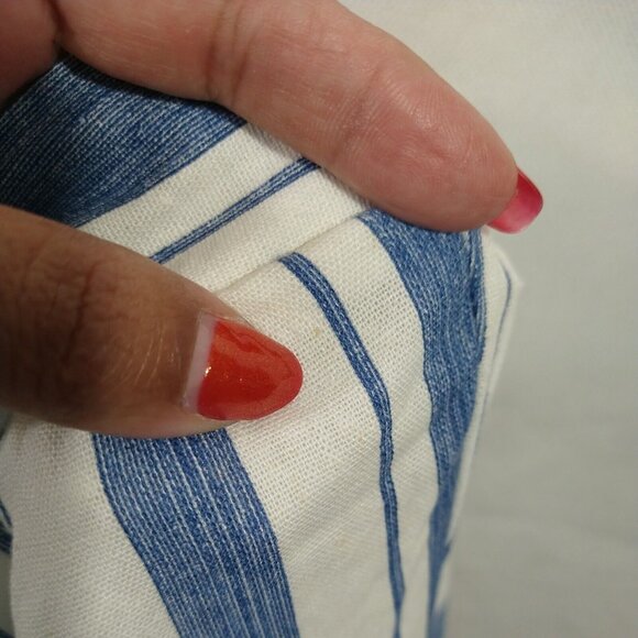 Charlotte Russe Wide Leg Pullon Pants Women Size M White Blue Stripe Linen Blend - Picture 8 of 11